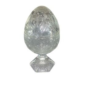 Avon Egg Shaped Clear Glass Decorative Piece